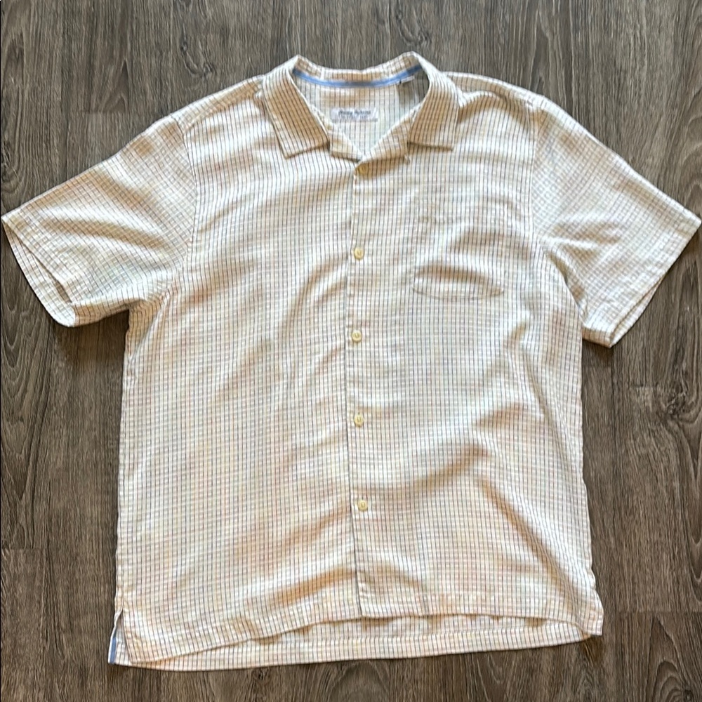 Tommy Bahama Beige Plaid Casual Shirt